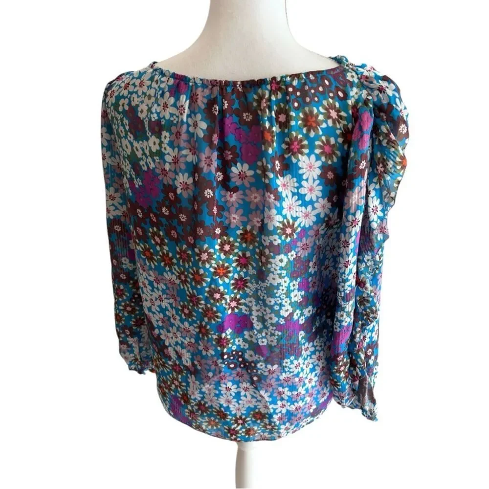 Kate Spade New York Pacific Petals Silk Chiffon Blouse Size Small